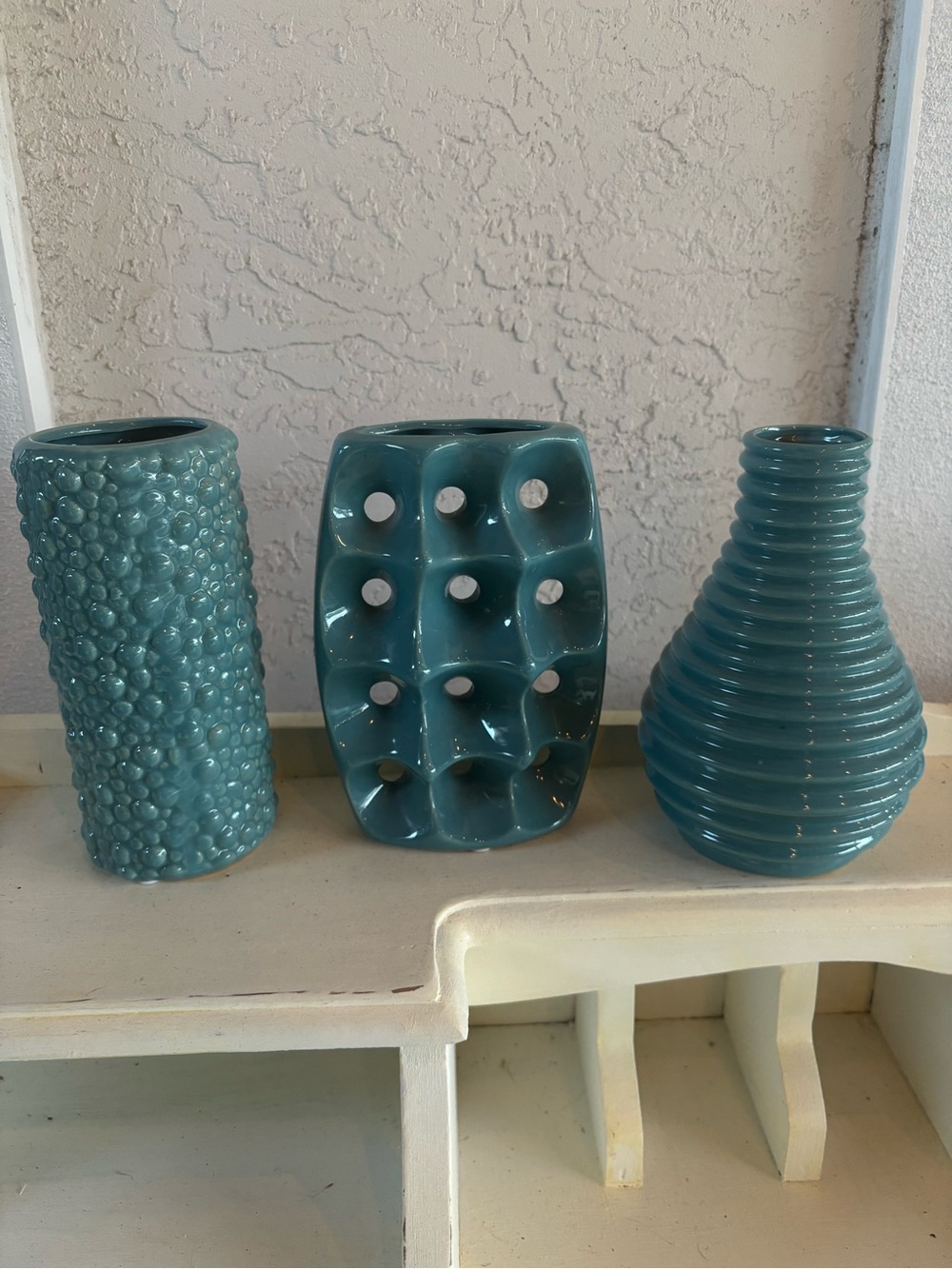 Teal Ceramic Home Accent Vase Collection - Set of 3